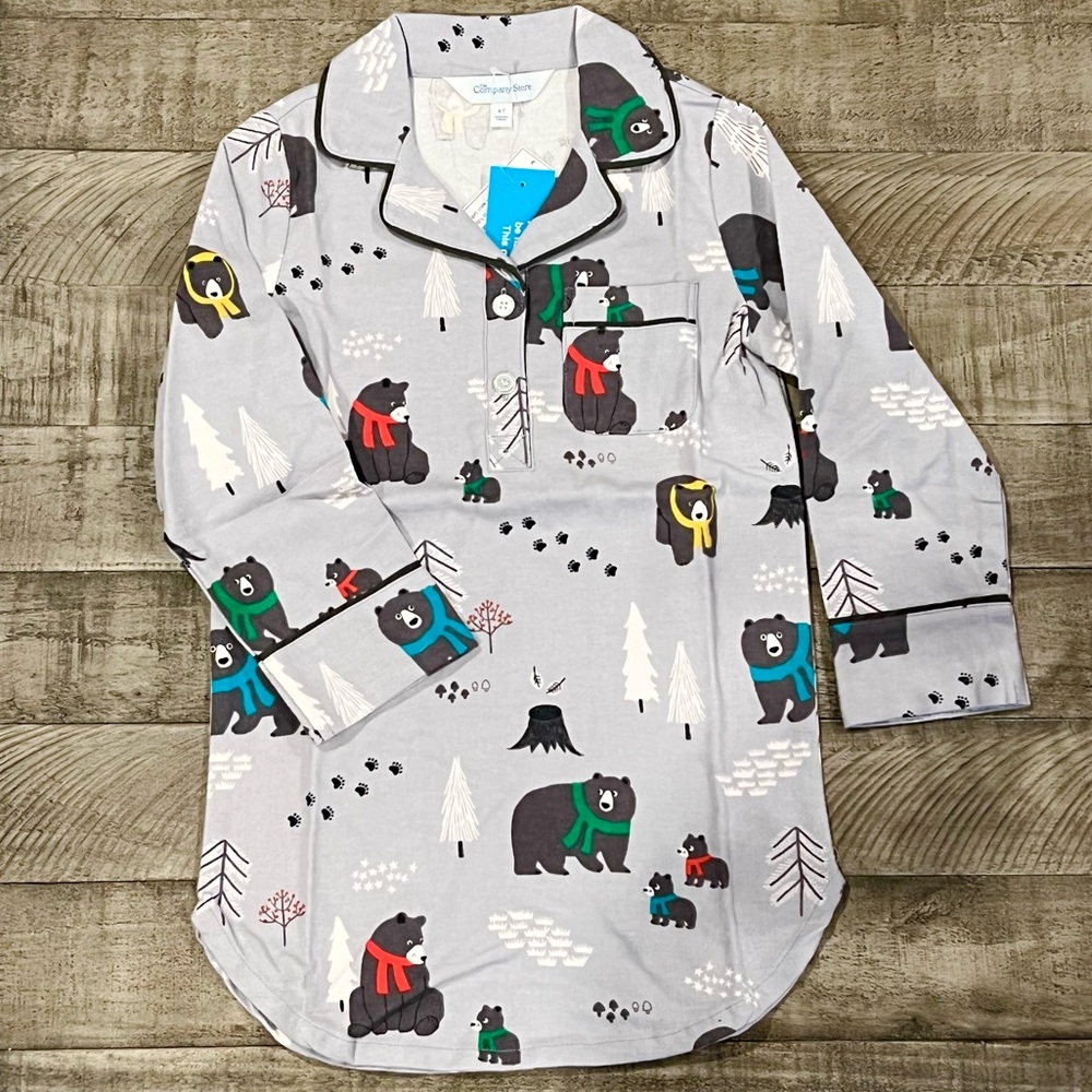 The Company Store Bears Flannel Nightshirt Gown Sleepshirt